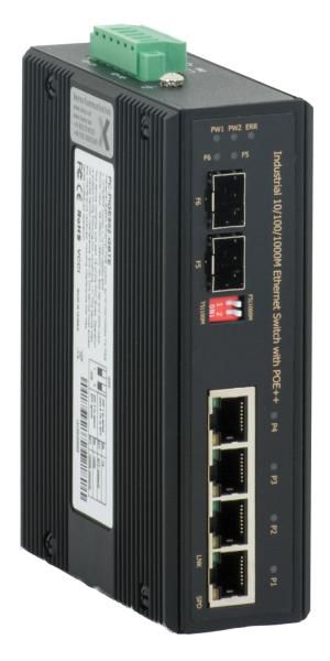 Barox Industrial switch with PoE++ and optical uplink, 4 x 10/100 ...